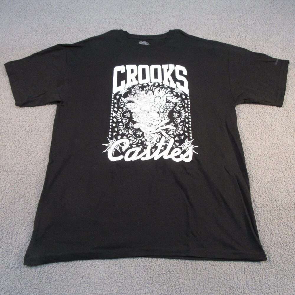 CROOKS & CASTLES Men’s XL Black Medusa Head Graphic T-Shirt Urban Streetwear
